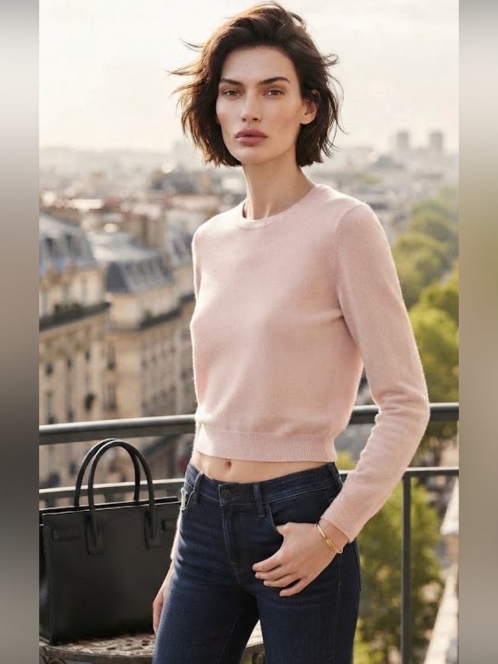 J. Crew 100% Cashmere Crewneck Pink Sweater spun in Scotland Classic Fit